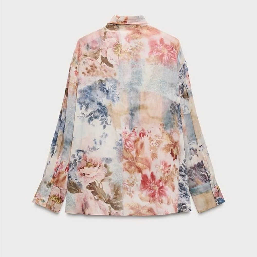 Zara Women's Floral Print Shirt with Tie NWT - Picture 15 of 16